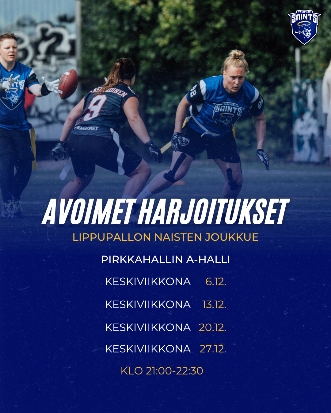 Tampere Saints lippupallo avoimet harjoitukset